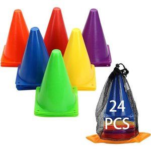 Training Plastic Traffic Cones Set (Multicolor,24 Pack,7 Inch)